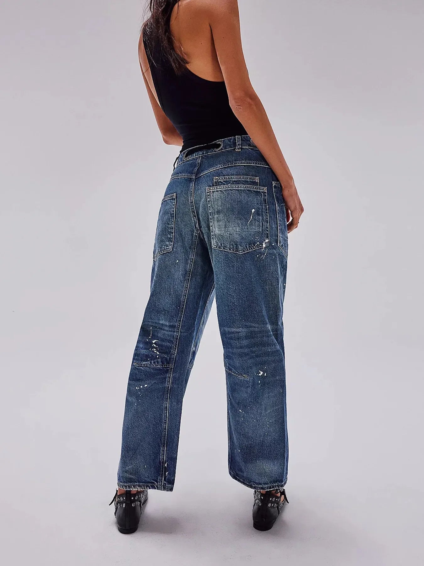Coastal Washed Wide Leg Jeans With Drawstring - Southern Shores Clothing