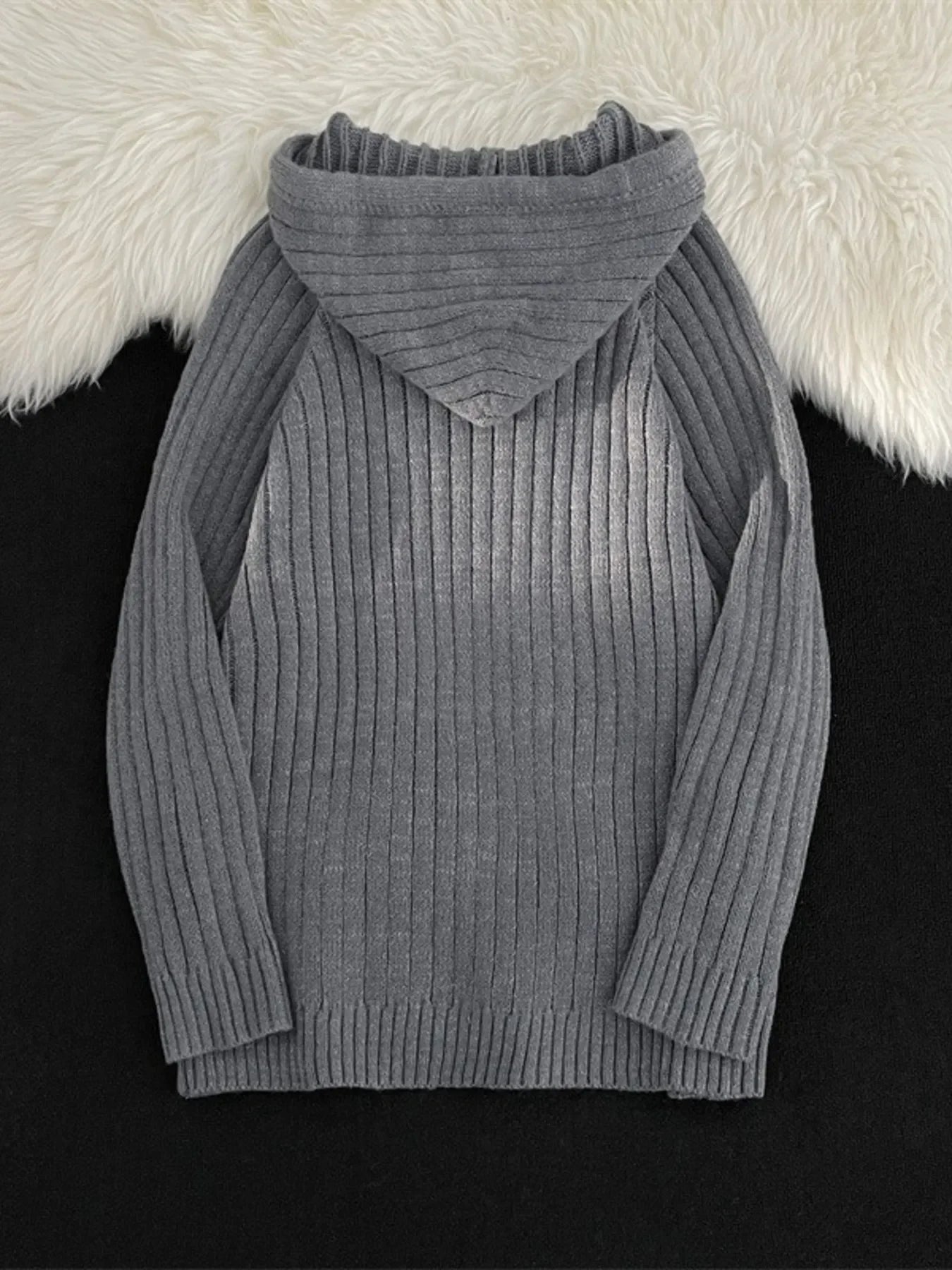 Cozy Ribbed Knit Hooded Sweater With Pocket - Southern Shores Clothing