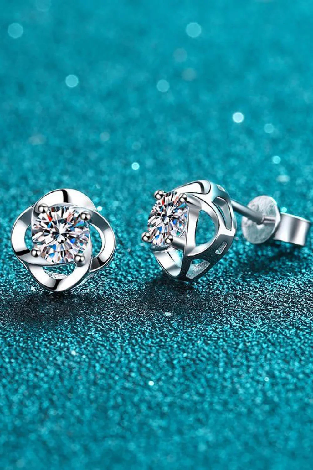 Moissanite Stud Earrings Rhodium Plated Sterling Silver - Southern Shores Clothing