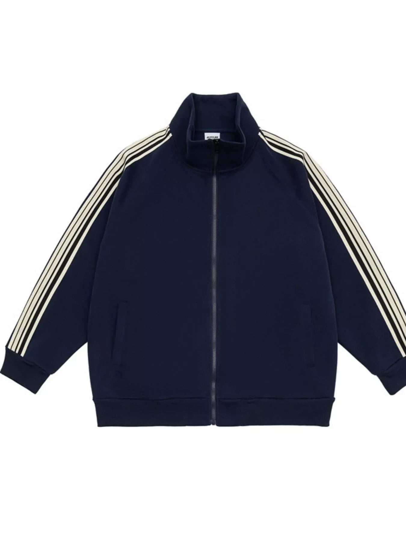 Plus Size Striped Zip Up Sweatshirt Casual Fit