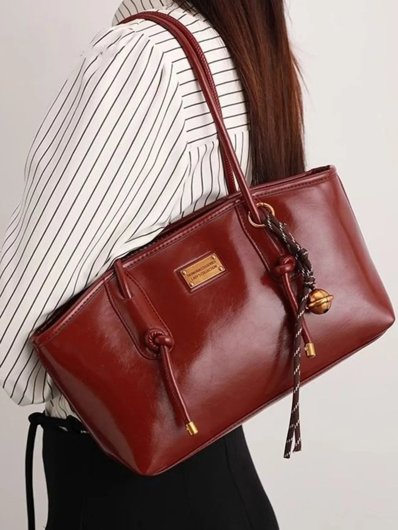 Classic Leather Shoulder Bag With Knot Detail - Southern Shores Clothing