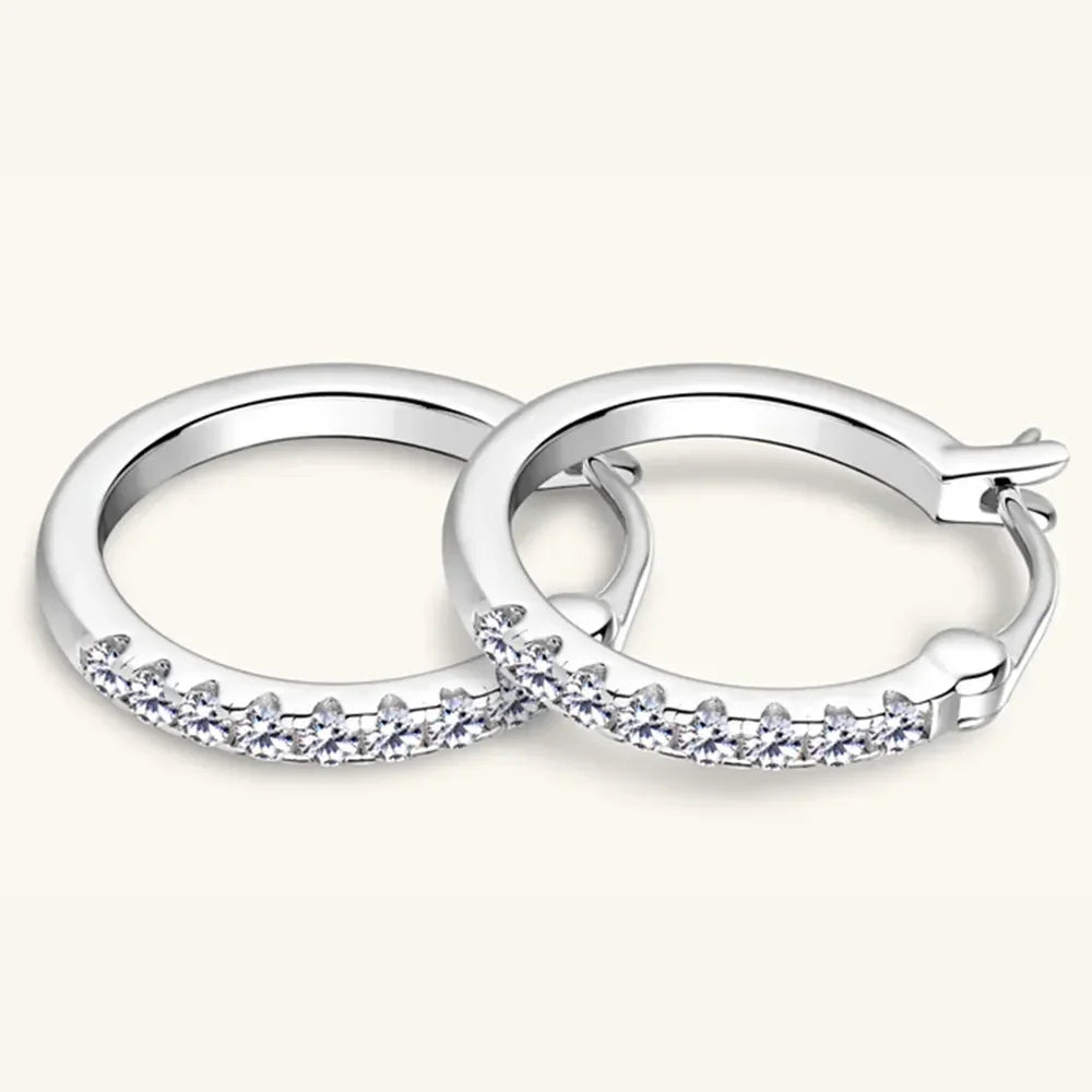 Sterling Silver Moissanite Huggie Earrings - Southern Shores Clothing