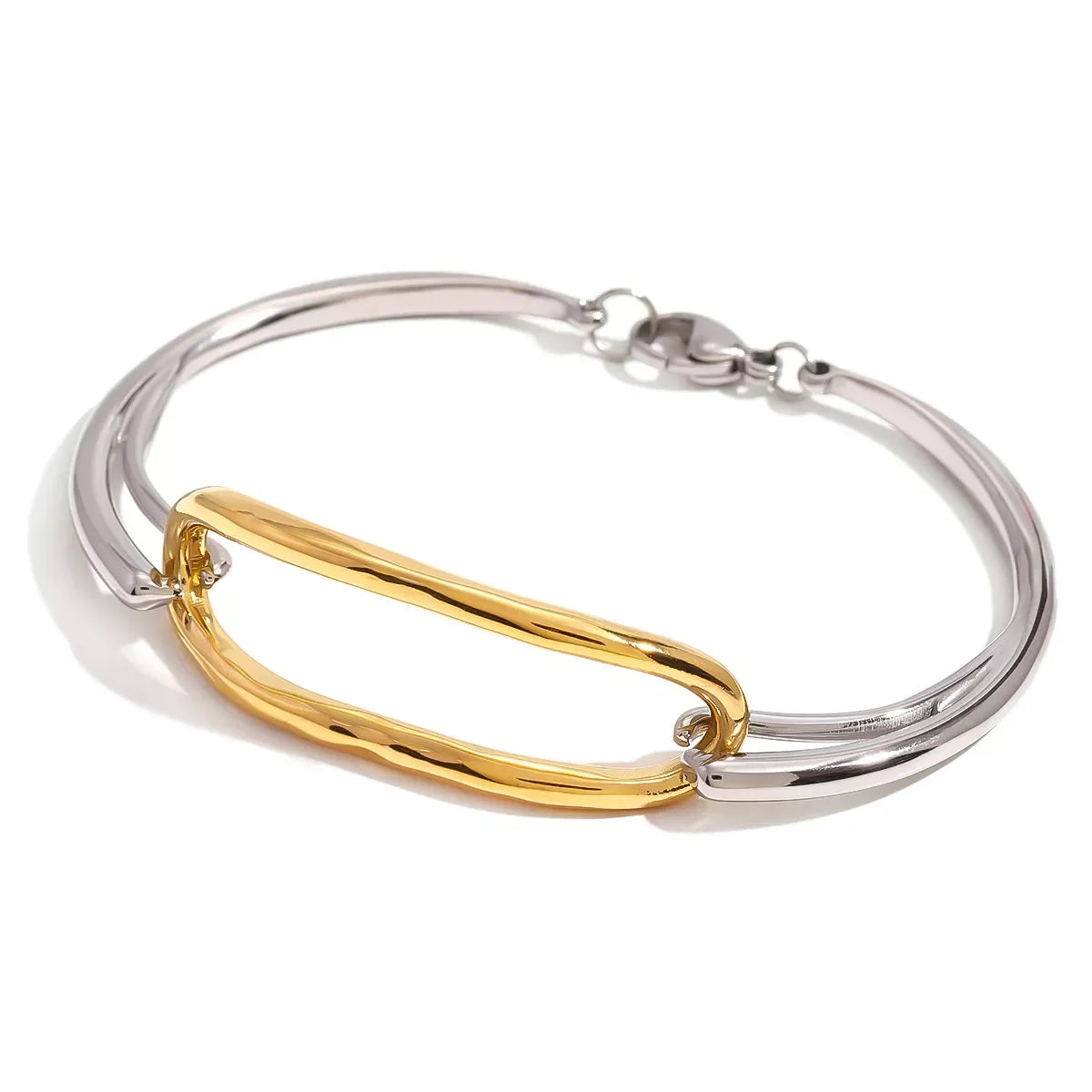 Two-Tone Geometric Link Bracelet With 18K Gold Plating - Southern Shores Clothing