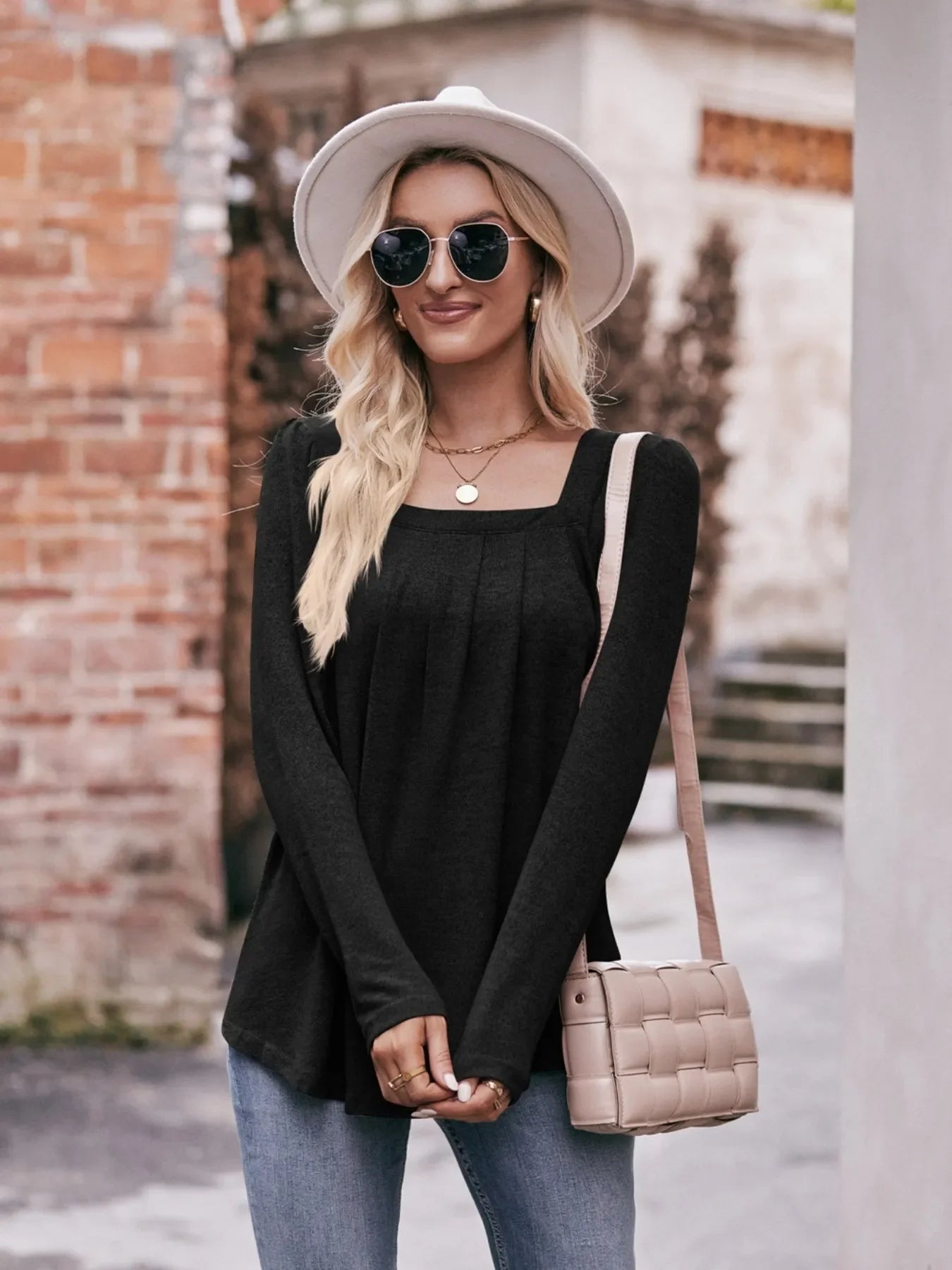 Square Neck Long Sleeve T-Shirt - Southern Shores Clothing