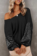 Southern Shores Clothing Sequin Waffle Knit Blouse In 100 Percent Polyester Fabric For Everyday Wear - Southern Shores Clothing