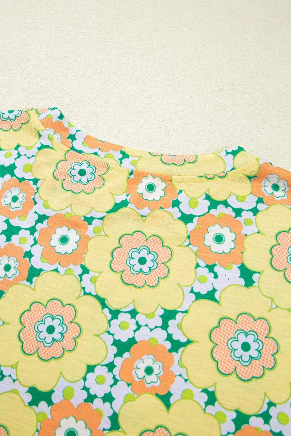 Floral Print Round Neck Oversized T Shirt - Southern Shores Clothing