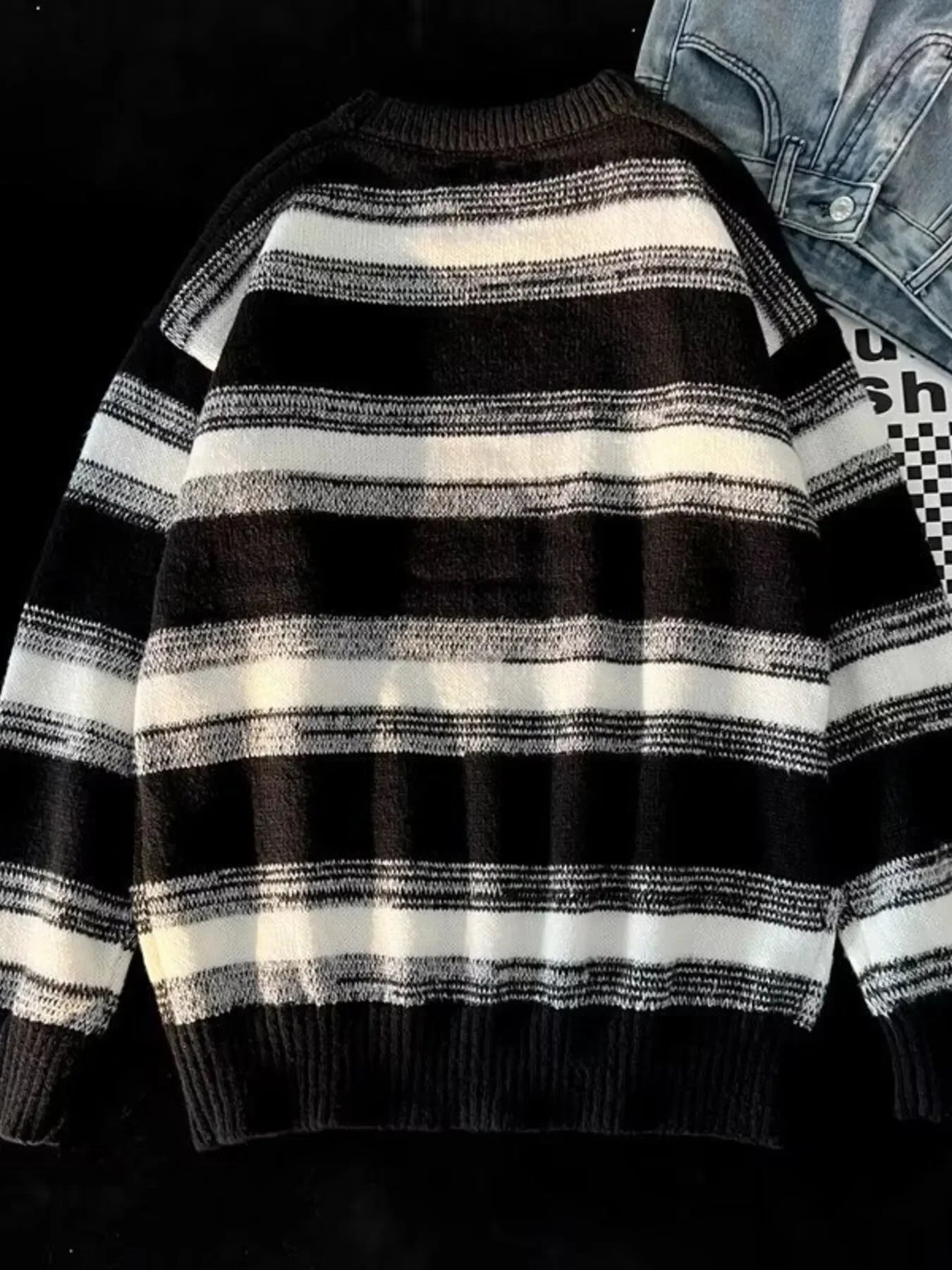 Striped Knit Round Neck Sweater Classic Casual - Southern Shores Clothing