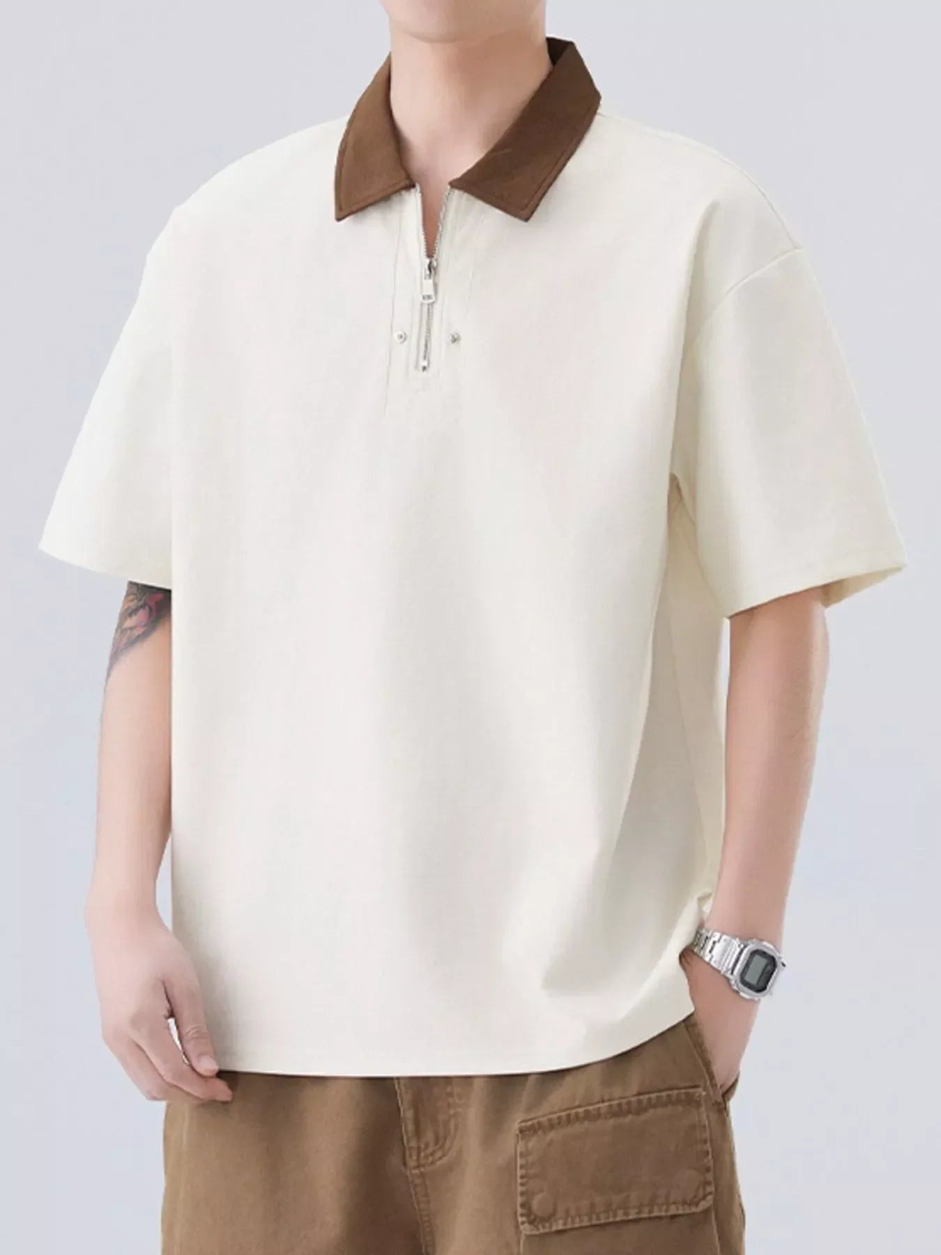 Plus Size Stretch Quarter Zip Short Sleeve Polo - Southern Shores Clothing