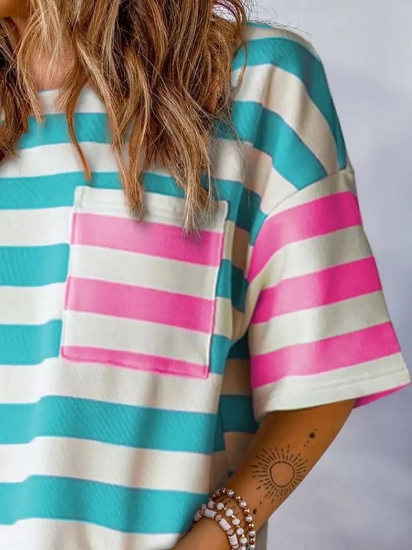 Flawless Fit Oversized Striped Short Sleeve Pocket T Shirt - Southern Shores Clothing
