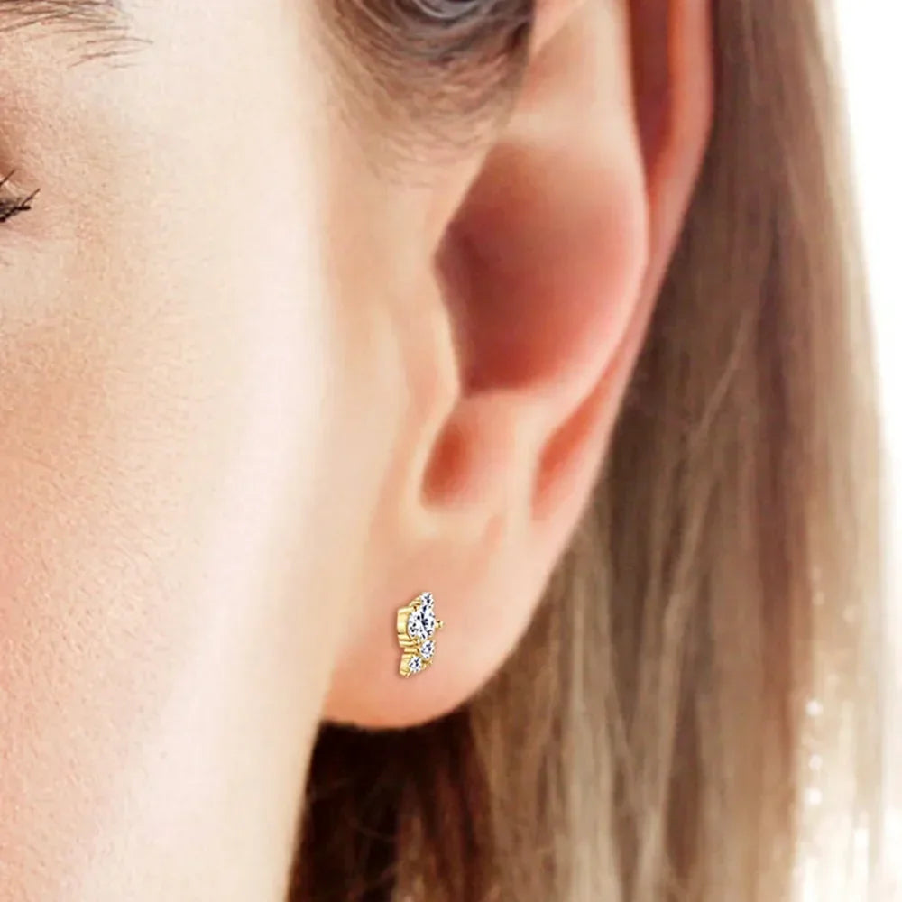 18K Gold Plated Sterling Silver Moissanite Stud Earrings - Southern Shores Clothing