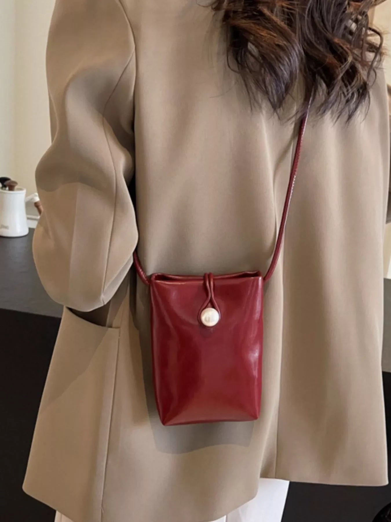Pearl Decor Faux Leather Crossbody Bag Classic - Southern Shores Clothing