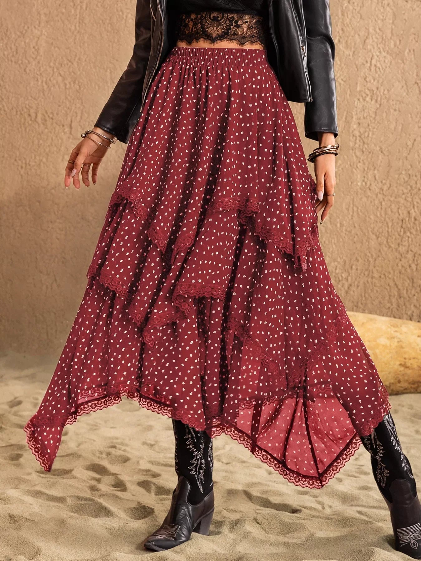 Lightweight Breathable Lace Detail Layered Skirt - Southern Shores Clothing