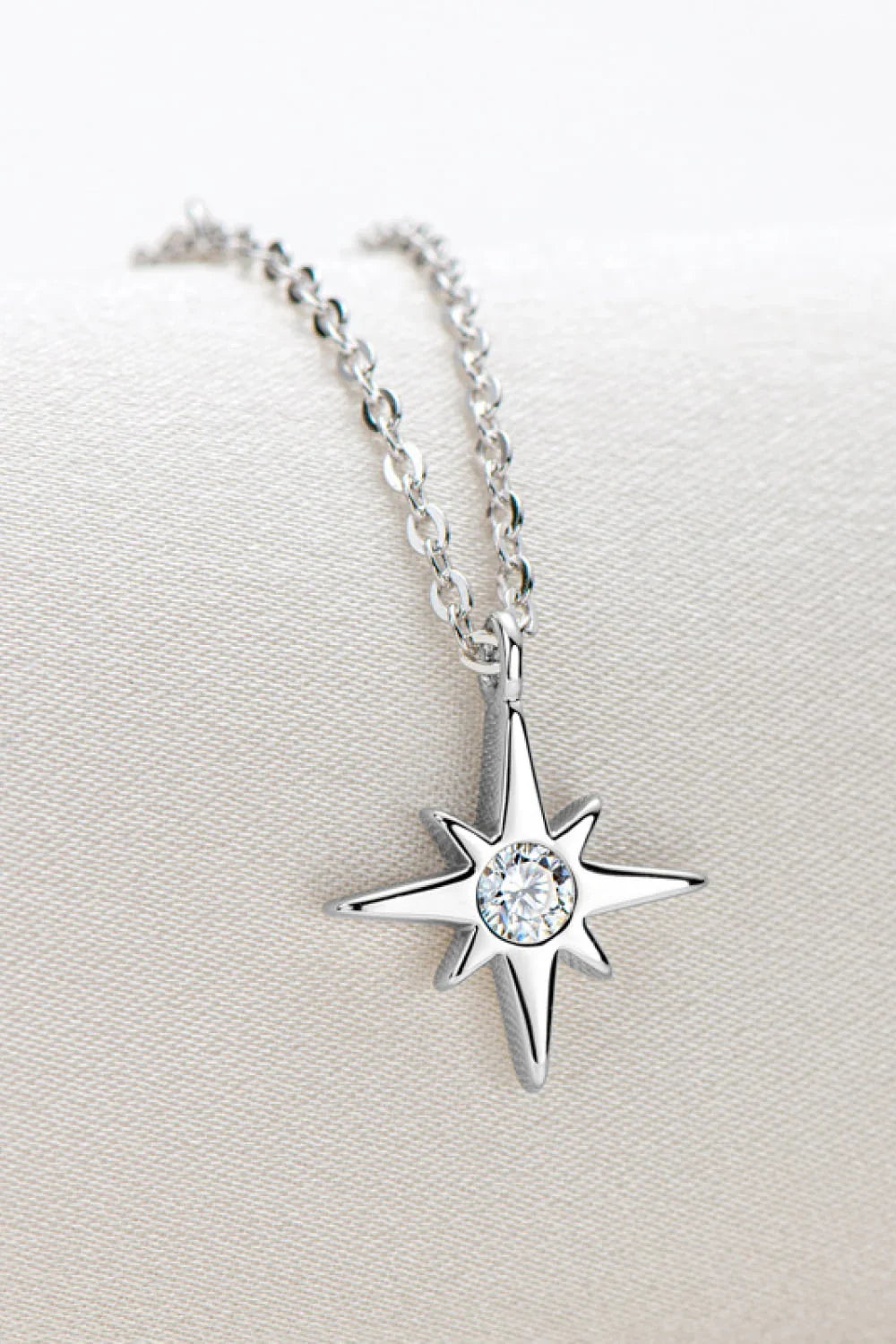 Sterling Silver Moissanite North Star Pendant Necklace - Southern Shores Clothing
