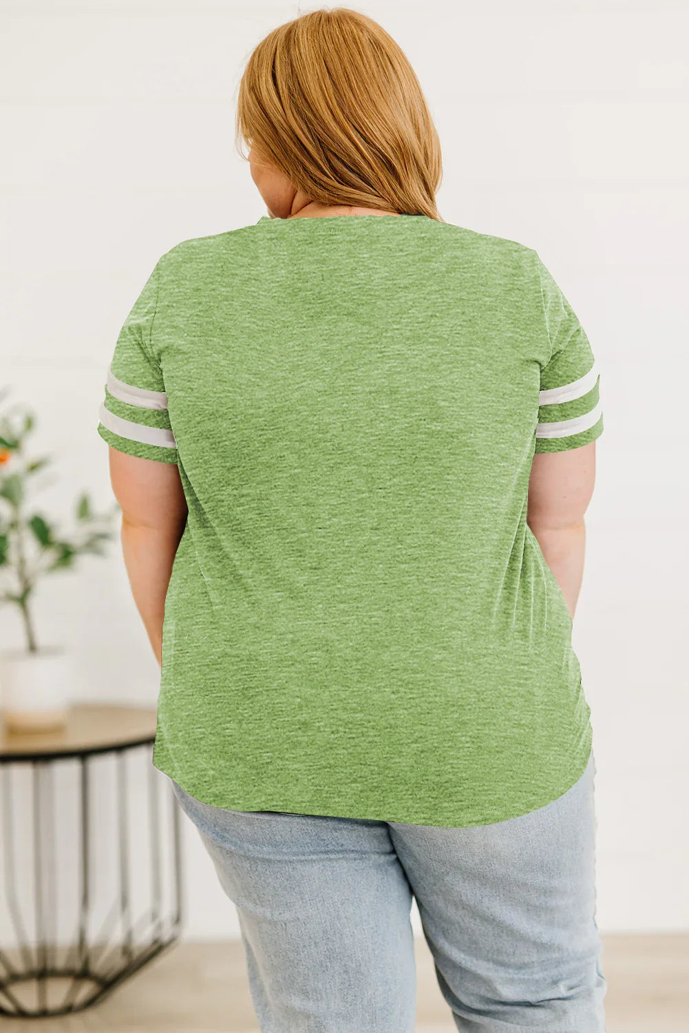 Plus Size Striped V-Neck Short Sleeve T-Shirt - Southern Shores Clothing
