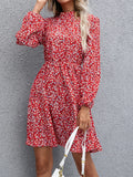Ivy Lane Floral Mock Neck Long Sleeve Dress - Southern Shores Clothing