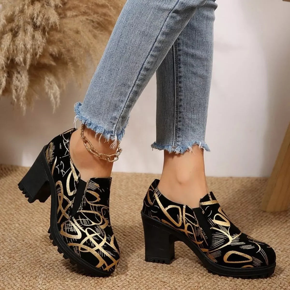 Round Toe Block Heel Pumps For Dressy Occasions
