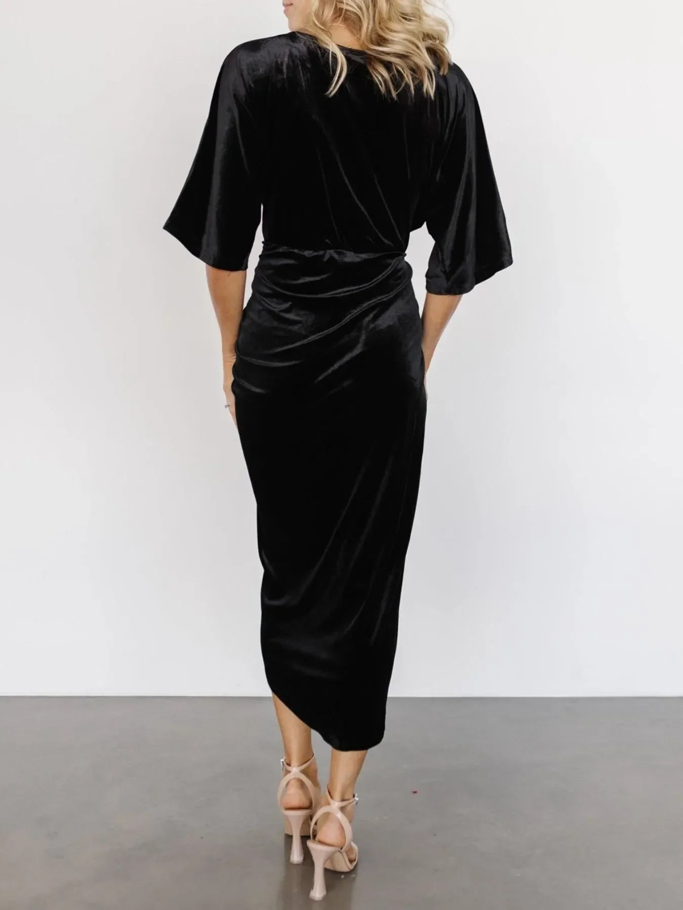 Coastal Ruched Surplice Half Sleeve Dress - Southern Shores Clothing
