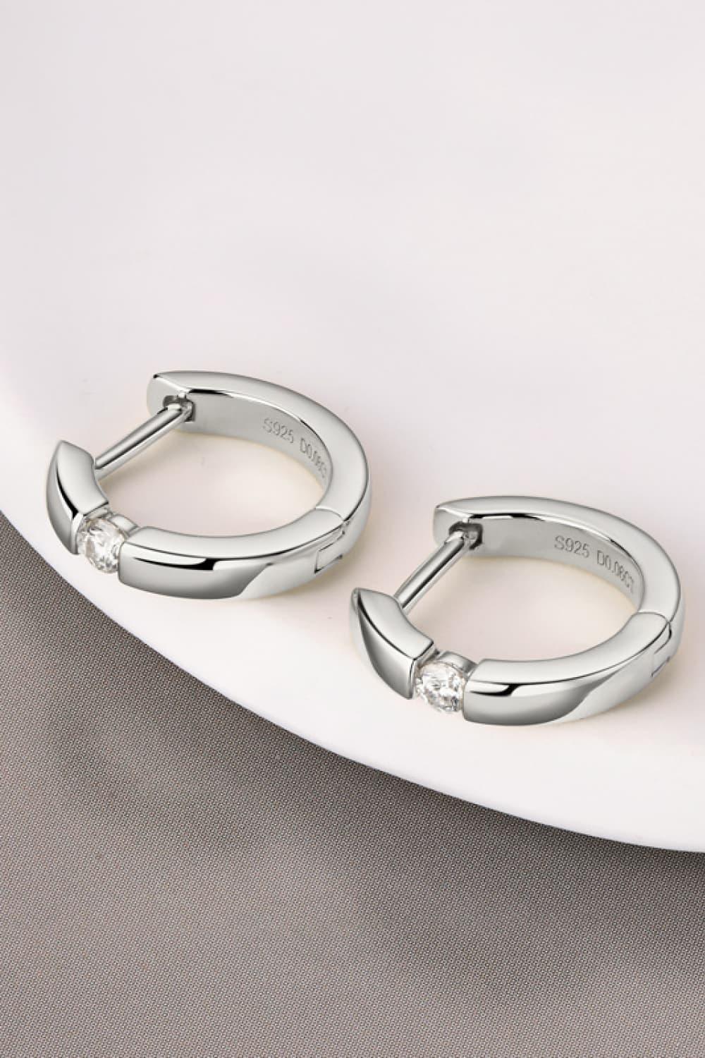 Minimalist Moissanite Sterling Silver Huggie Earrings - Southern Shores Clothing