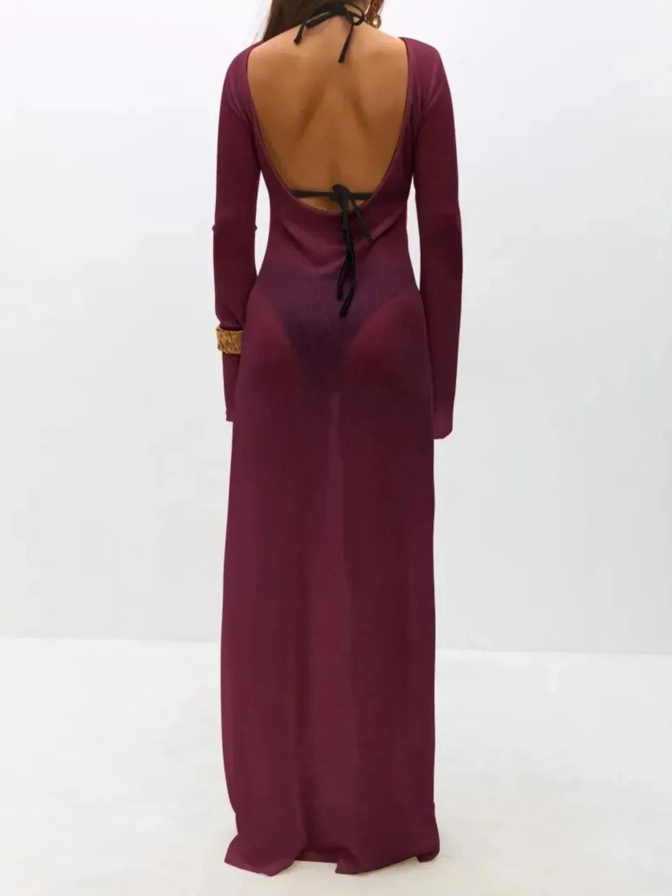 Backless Long Sleeve Maxi Cover-Up For Beach Days - Southern Shores Clothing