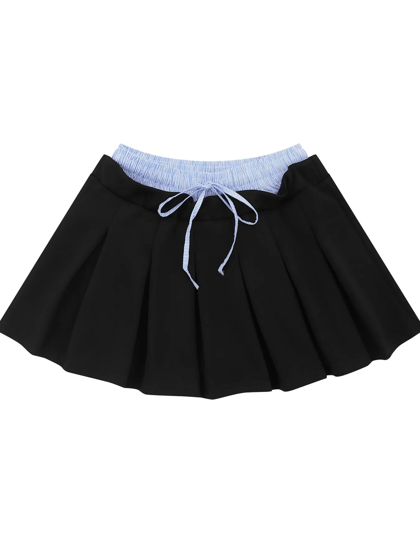 Velour Drawstring Pleated Mini Skirt Adjustable Waist - Southern Shores Clothing