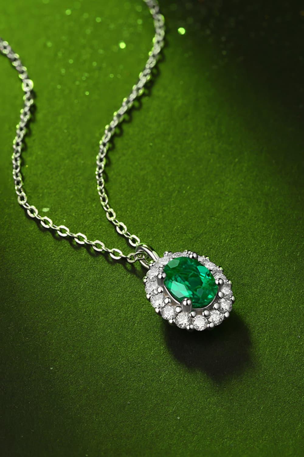 1.5 Carat Lab-Grown Emerald Necklace Sterling Silver - Southern Shores Clothing