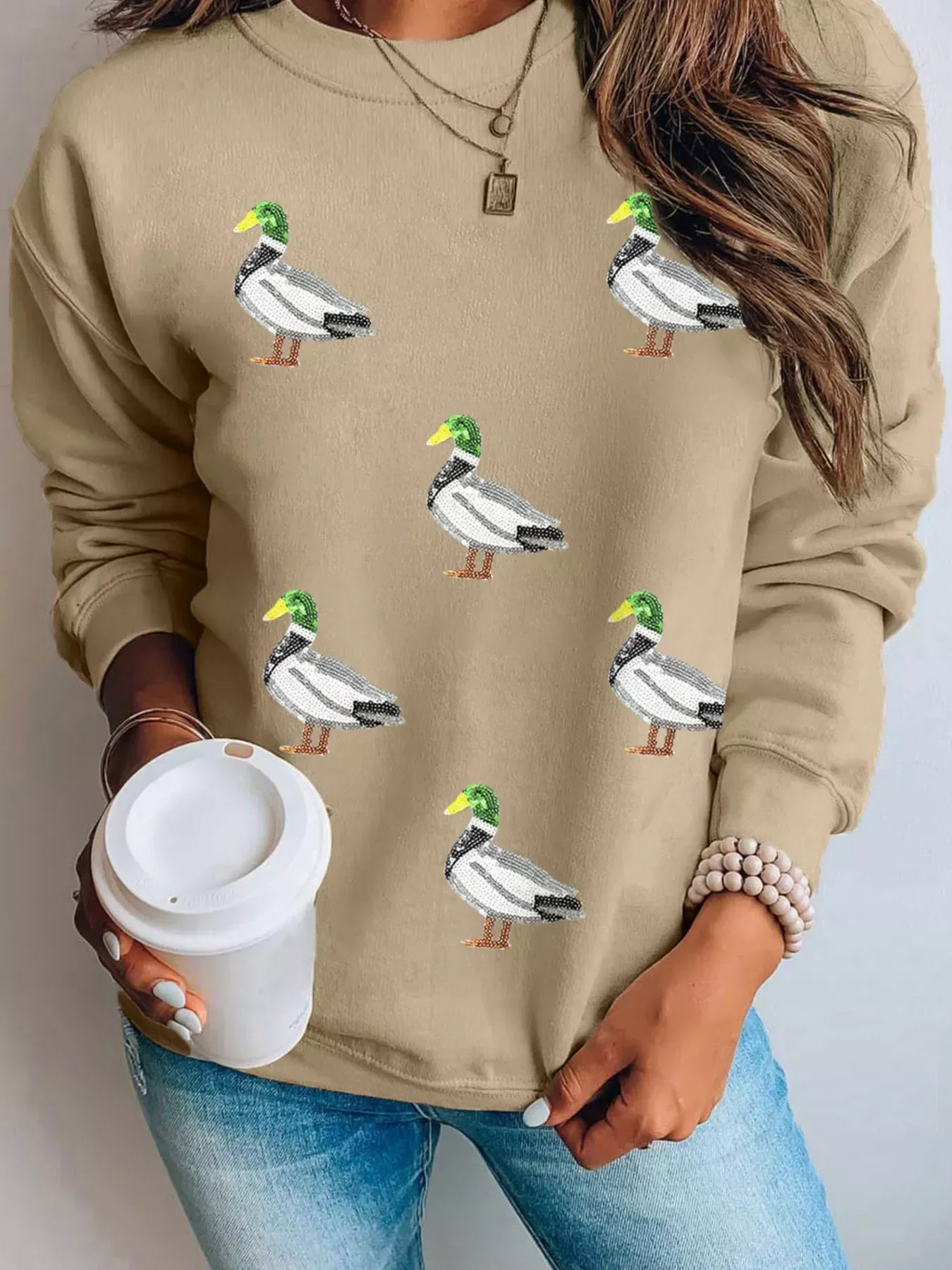 Sequin Duck Long Sleeve Top - Southern Shores Clothing