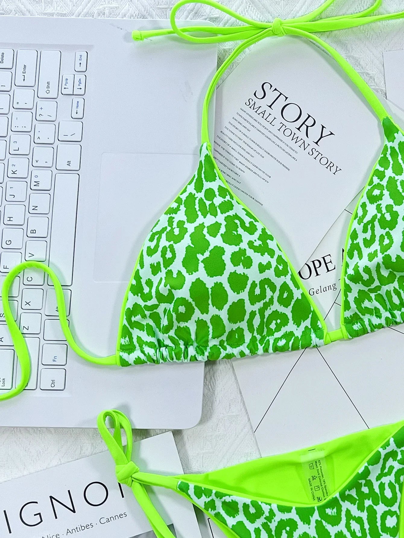 Leopard Print Halter Tie Side Bikini Stretchy - Southern Shores Clothing