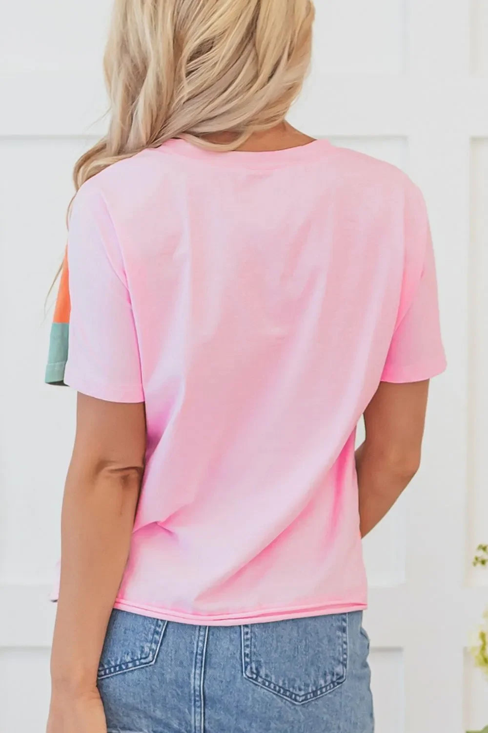 Color Block Round Neck Short Sleeve T Shirt - Southern Shores Clothing