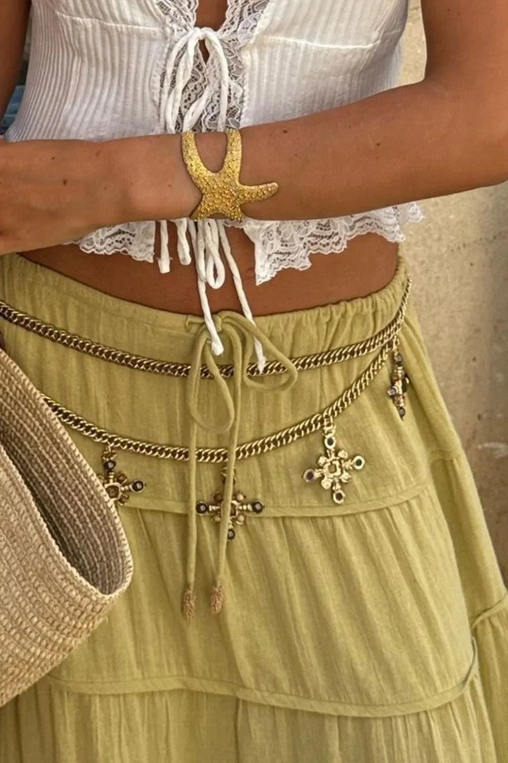Bohemian Tiered Maxi Skirt With Drawstring Waist - Southern Shores Clothing