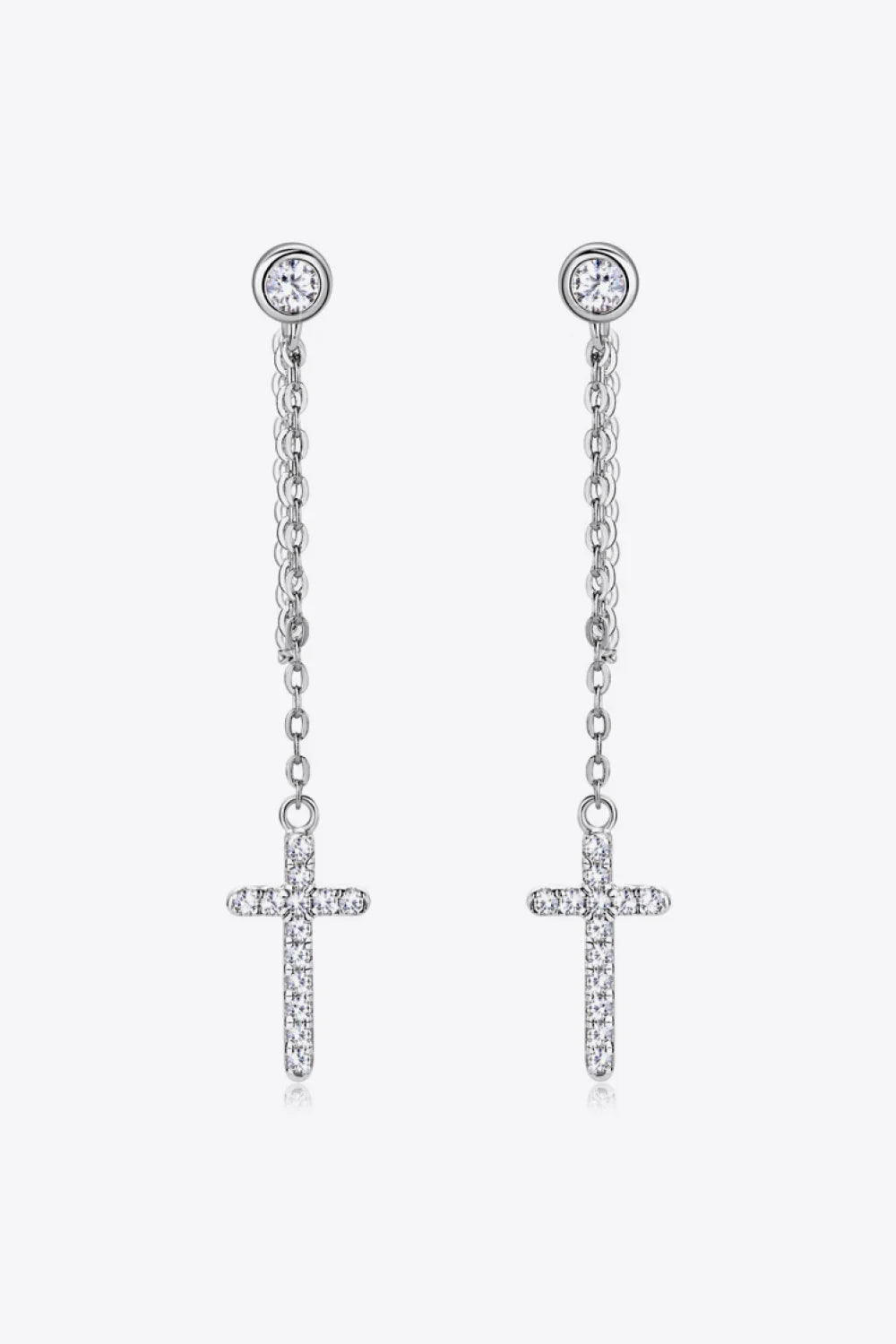 Moissanite Sterling Silver Cross Earrings - Southern Shores Clothing
