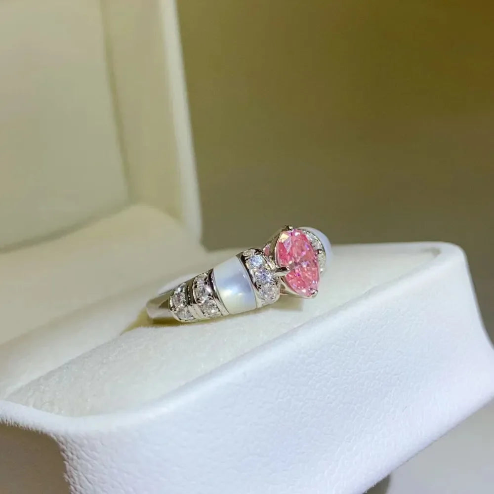 1 Carat Moissanite Sterling Silver Ring With Zircon Accents - Southern Shores Clothing