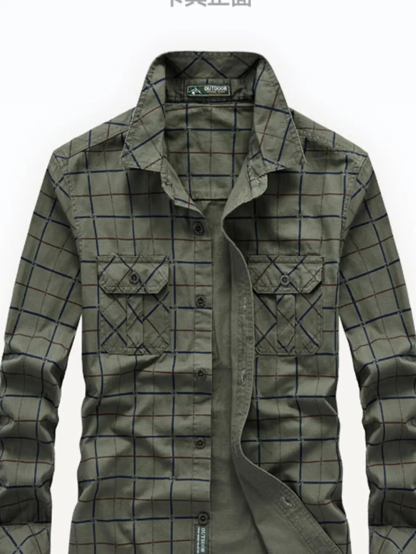 Plus Size Plaid Long Sleeve Shirt Cotton Blend