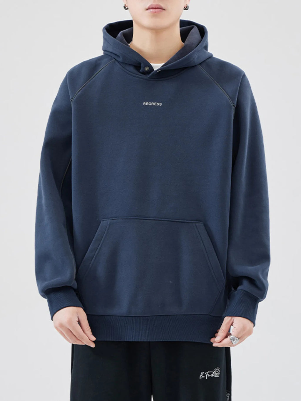 Men's Plus Size Kangaroo Pocket Raglan Sleeve Hoodie