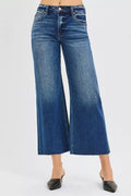 Plus Size Mid Rise Crop Denim Jeans With Wide Hem - Southern Shores Clothing