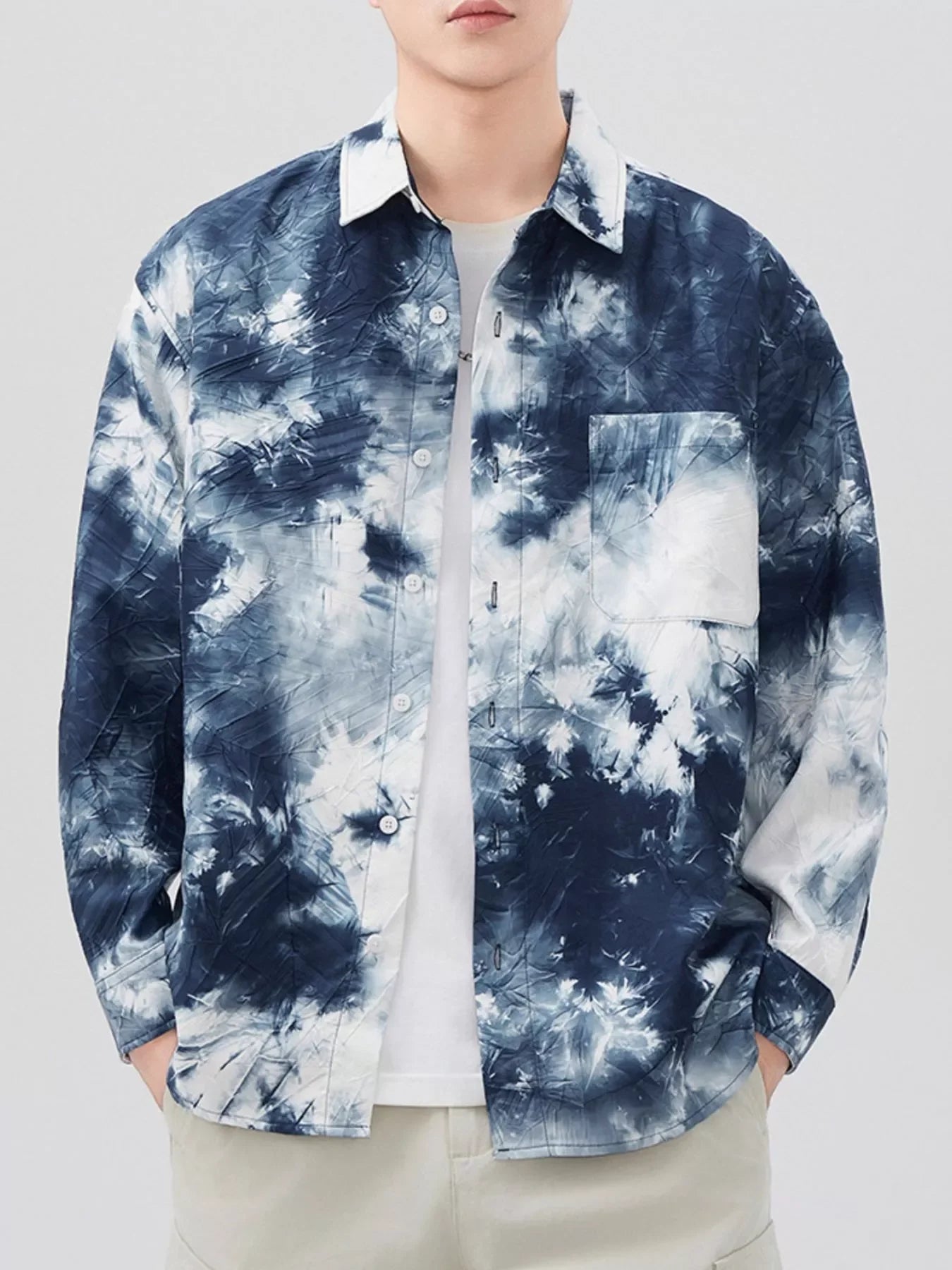 Plus Size Tie-Dye Button Up Long Sleeve Shirt - Southern Shores Clothing