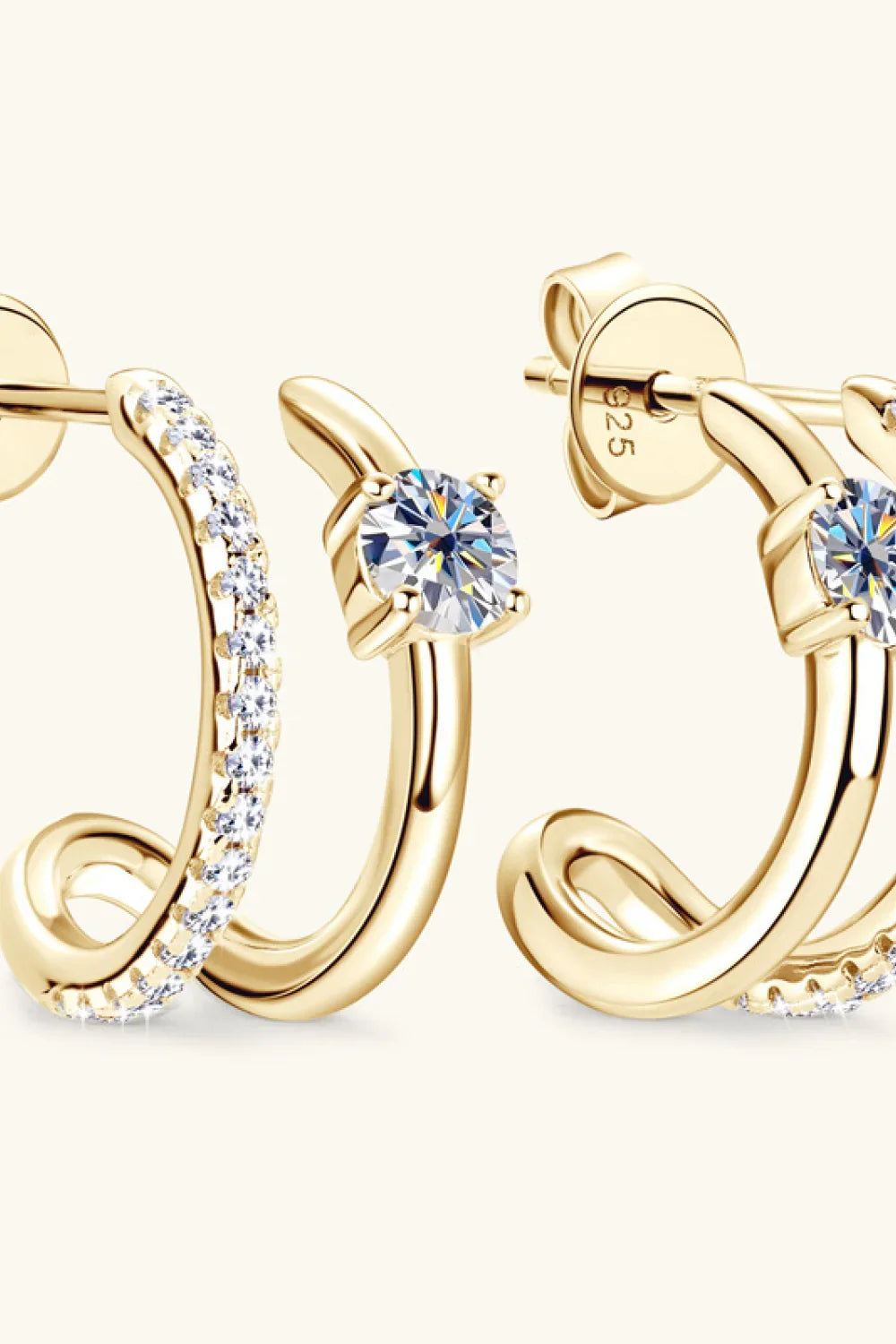 Moissanite Sterling Silver C-Hoop Earrings - Southern Shores Clothing