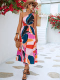 Printed Cutout One Shoulder Sleeveless Maxi Dress - Southern Shores Clothing