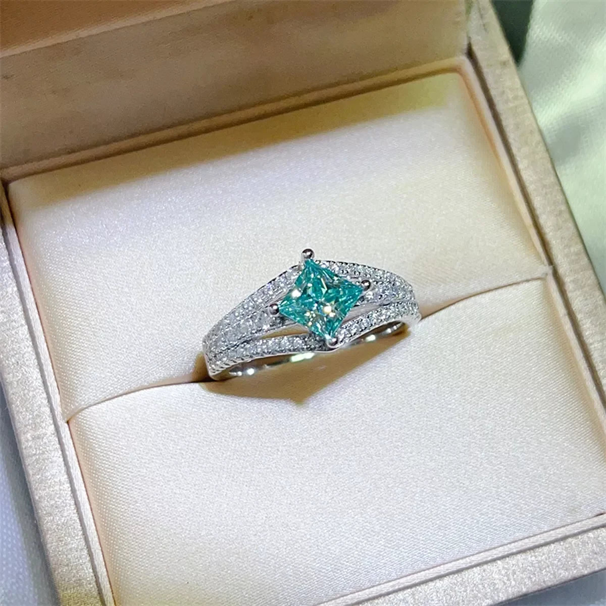 1 Carat Moissanite Sterling Silver Ring With Pave Accents - Southern Shores Clothing