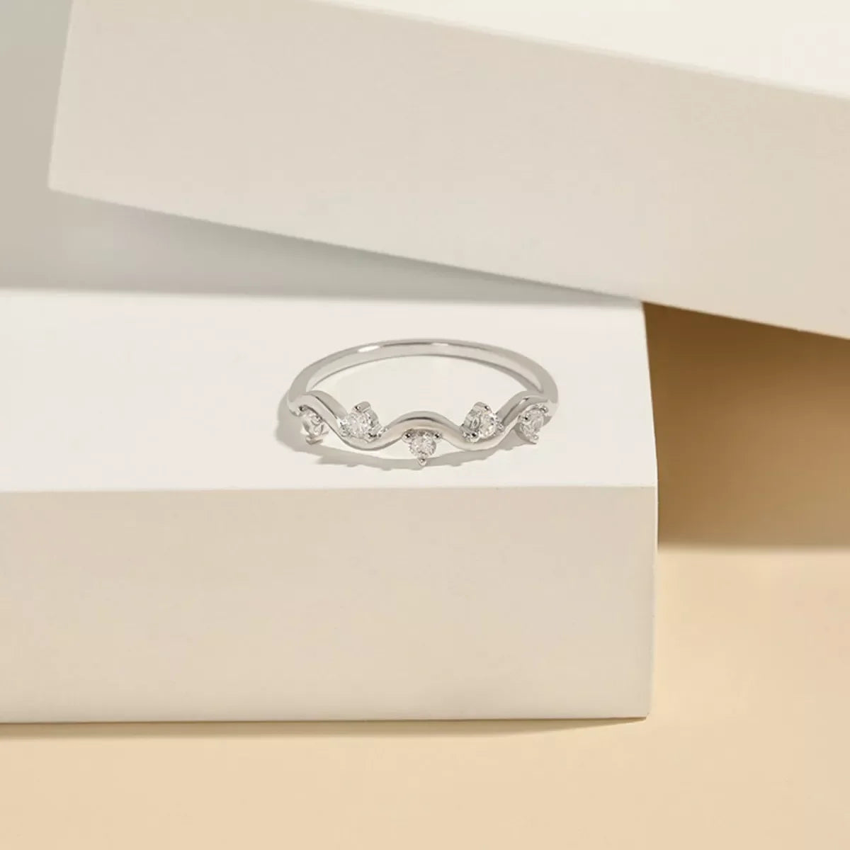 Zircon Wave Ring With Plated Accents In Sterling Silver - Southern Shores Clothing