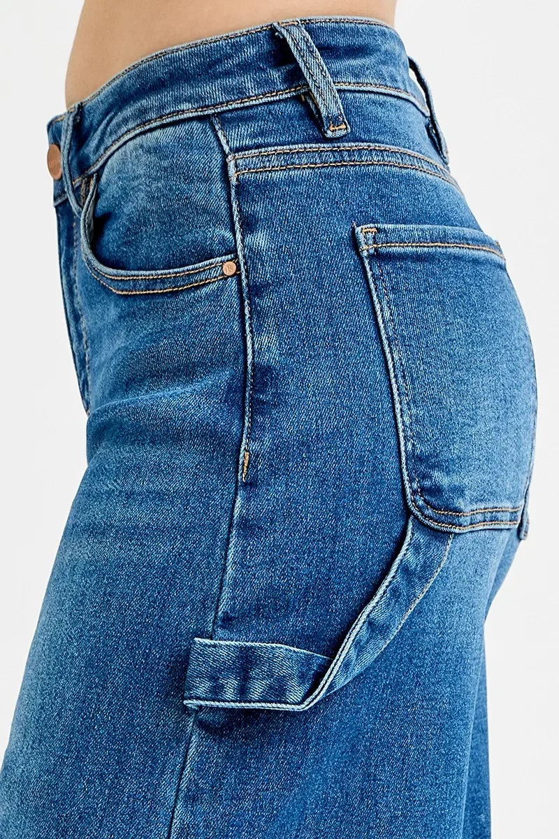 High Rise Patch Wide Leg Jeans Plus Size - Southern Shores Clothing