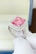 2 Carat Moissanite Platinum-Plated Ring With Pave Halo - Southern Shores Clothing