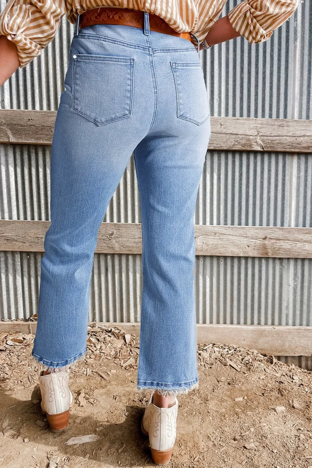 Coastal Mineral Wash High Waist Flared Jeans - Southern Shores Clothing