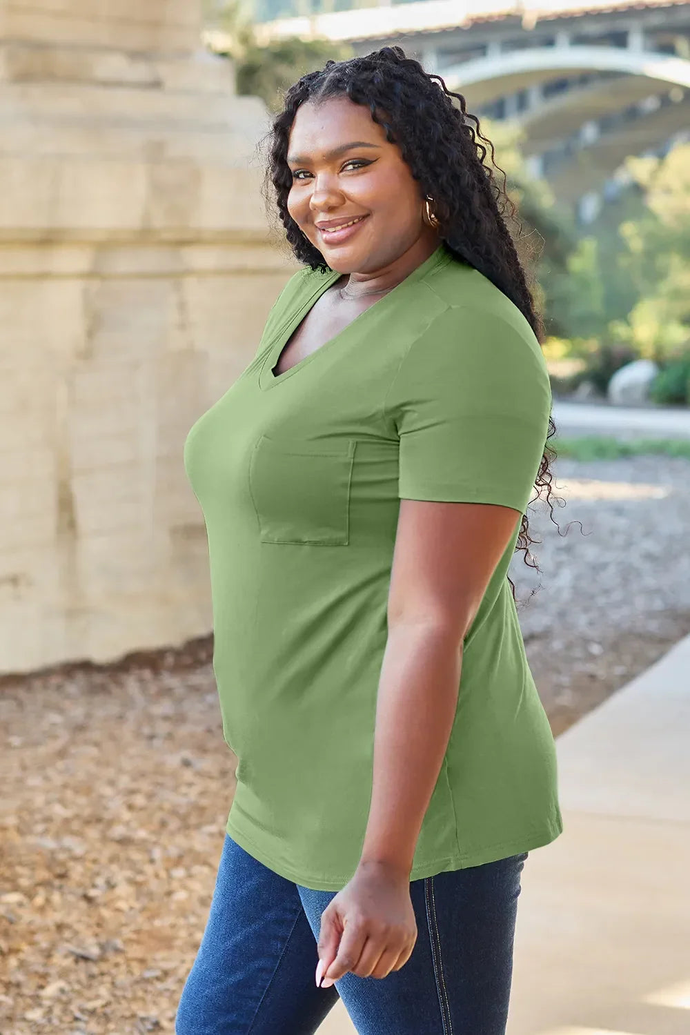 Basic Bae Bamboo Full Size V-Neck Short Sleeve T-Shirt - Southern Shores Clothing