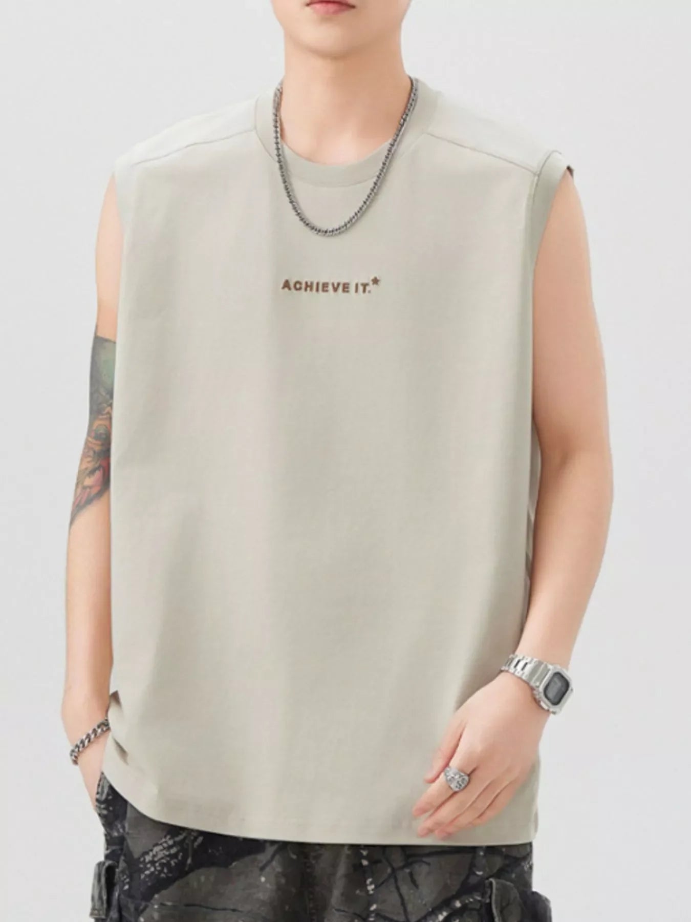 Plus Size Letter Round Neck Tank Top Cotton Polyester Blend - Southern Shores Clothing
