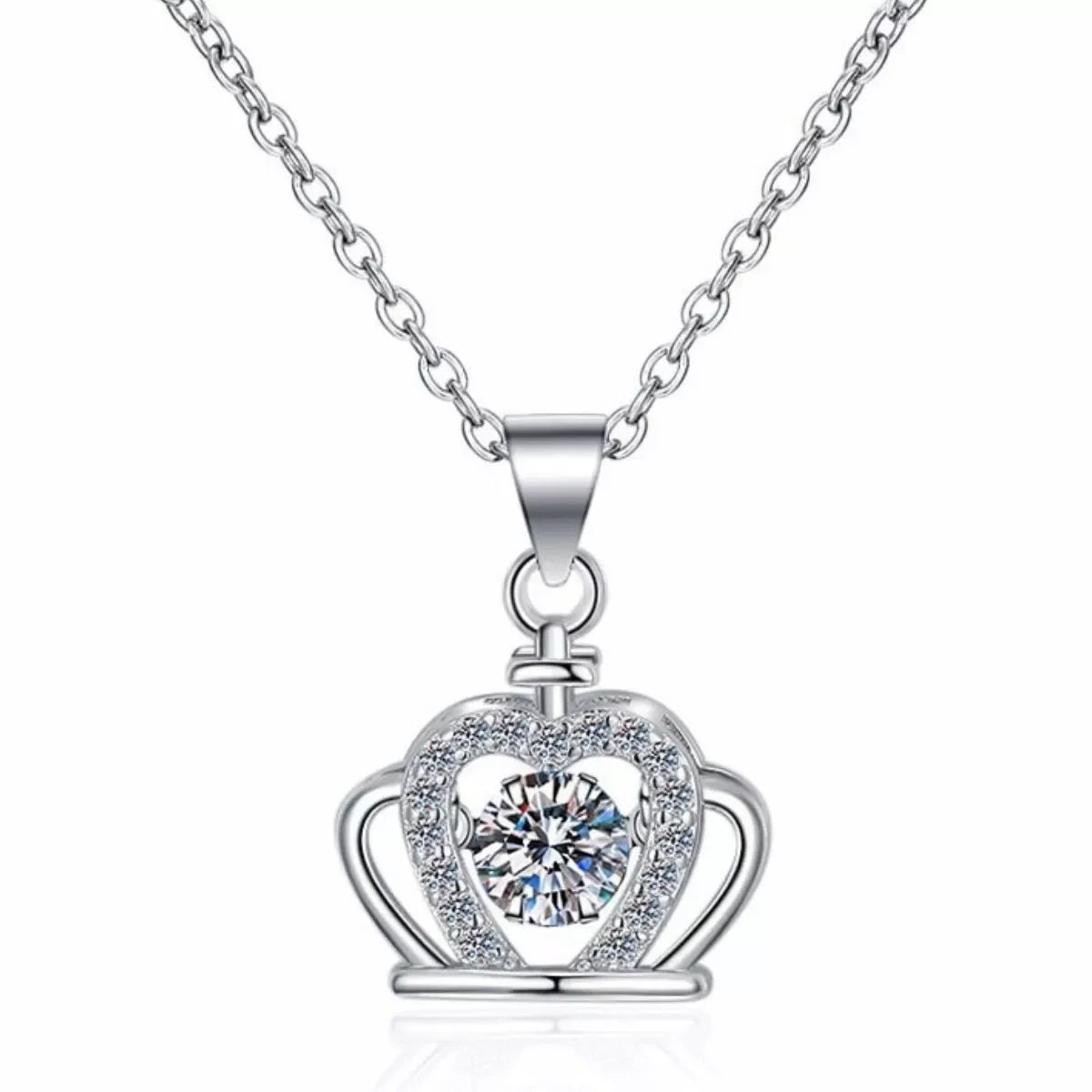 Sterling Silver Zircon Crown Pendant Necklace Elegant Jewelry - Southern Shores Clothing