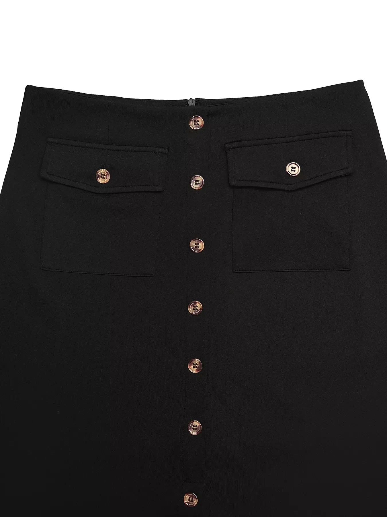 Button-Front Pocketed Midi Skirt With Breathable Fabric - Southern Shores Clothing