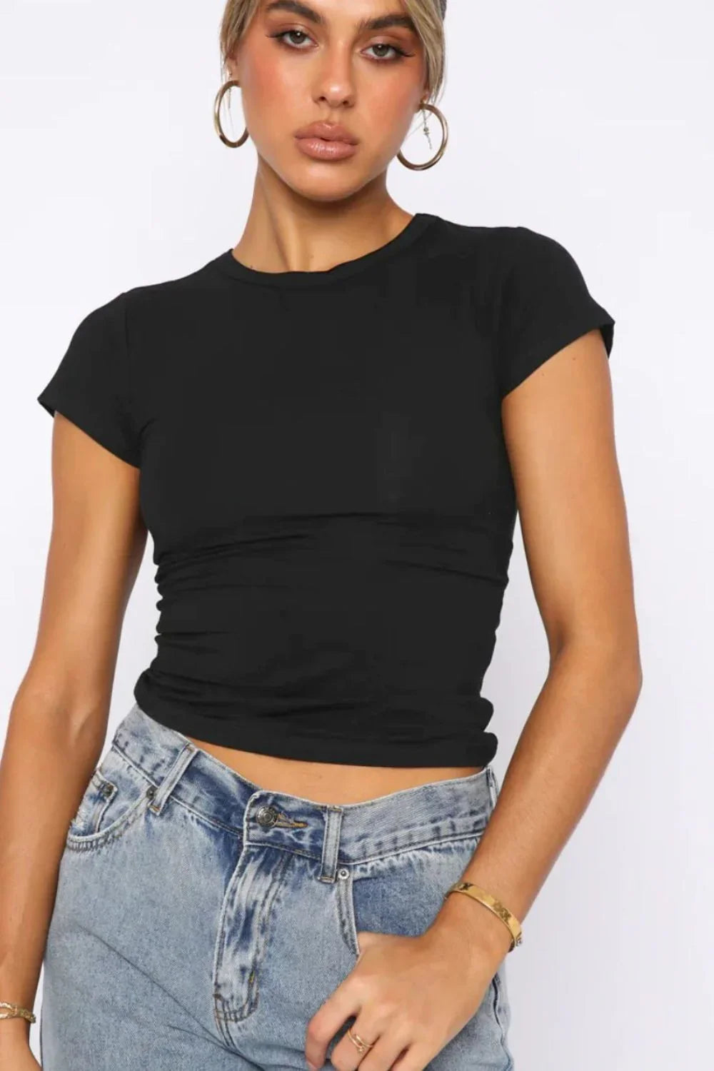 Crewneck Short Sleeve Tee In Lightweight Semi Sheer Fabric - Southern Shores Clothing