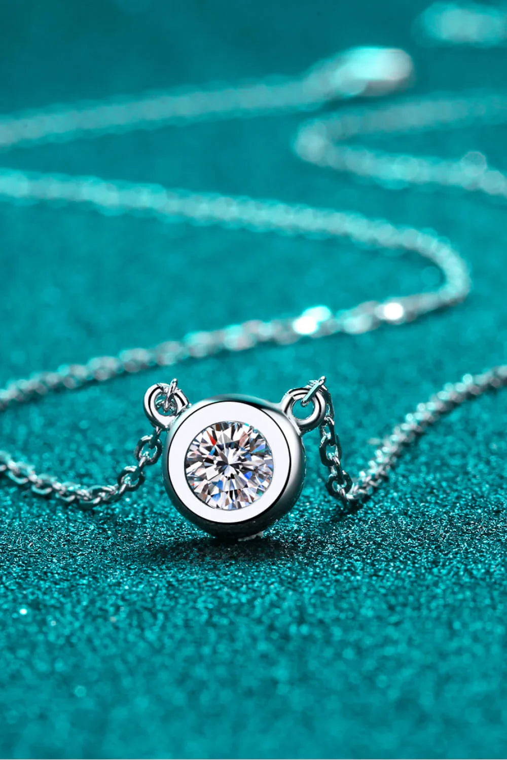 Sterling Silver Moissanite Round Pendant Necklace - Southern Shores Clothing