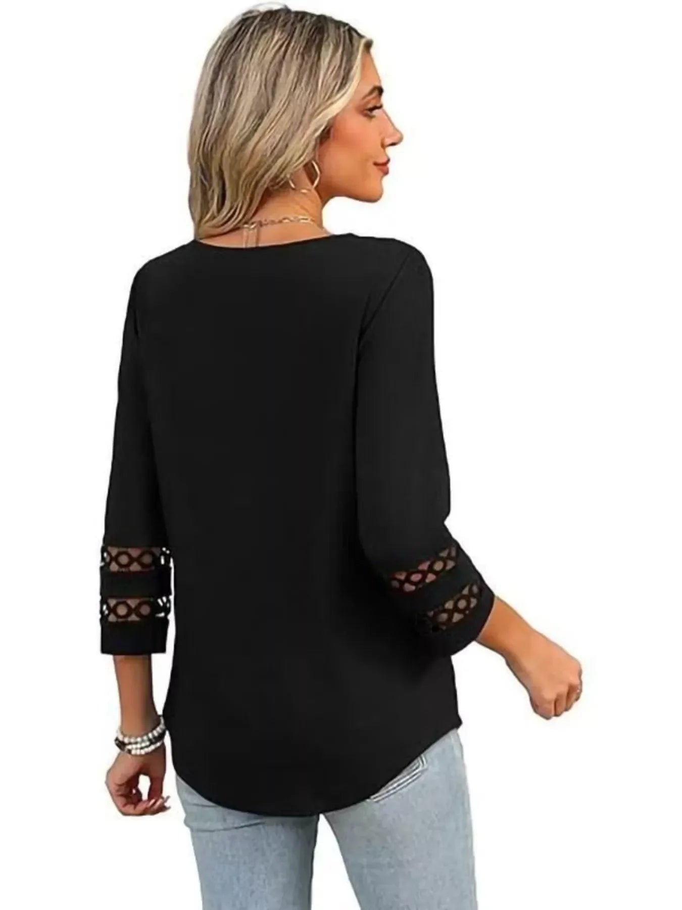Full Size V-Neck 3/4 Sleeve T-Shirt Plus Size - Southern Shores Clothing