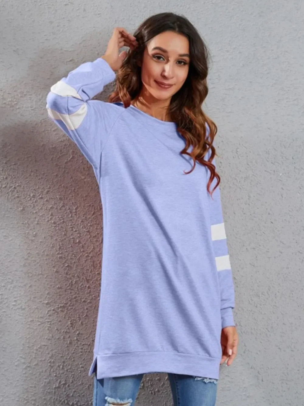 Full Size Striped Round Neck Long Sleeve T-Shirt - Southern Shores Clothing